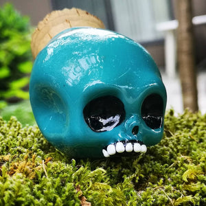 Heady Skull Glass Jar (Aqua) by Chris Bruneau x Kind Selections Collaboration