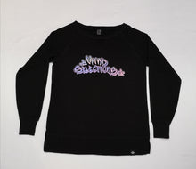 Ladies Open Crew Fleece Sweatshirt Black - Kind Selections Holographic Rose Gold Logo
